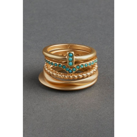Lucky Brand Turquoise Ring Stack, Women's Size Multi - Picture 1 of 6